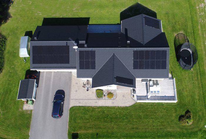 Solceller på villa i Piteå