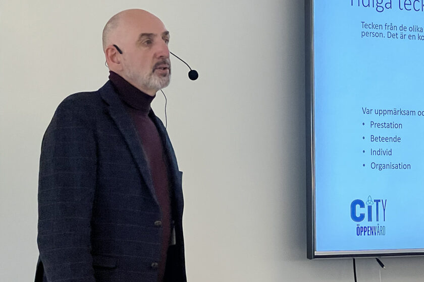 Pär Landfors föreläser för personalen på PiteEnergis hållbarhetsdag 2022