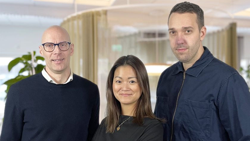 Gruppfoto på våra företagssäljare Thomas, Maria och Martin.