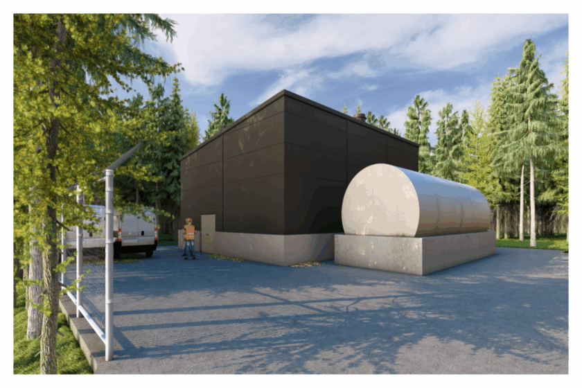 Arkitektritning av ny panncentral på Nötövägen